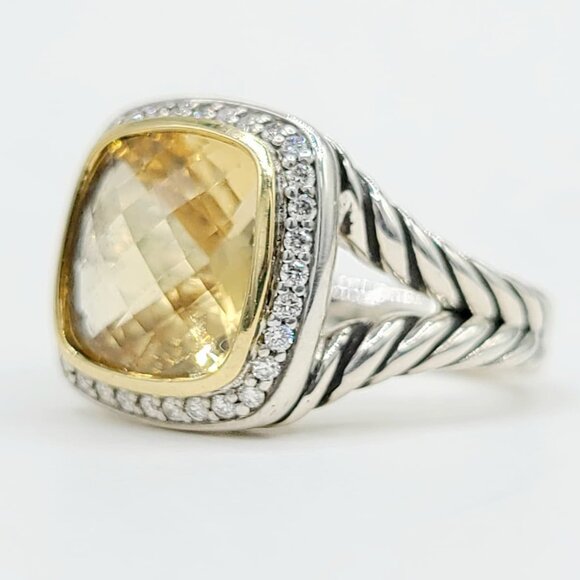 David Yurman Albion Champagne Citrine Diamond Ring w/ 18K Gold & Diamonds - Sz 7 - Picture 7 of 16